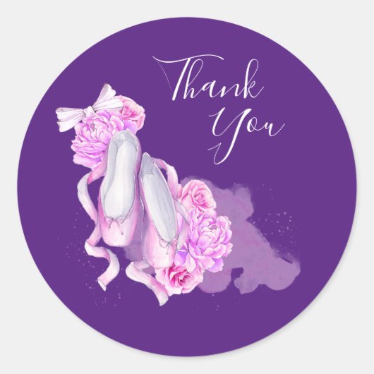 Sticker Rond Chaussures de ballet rose Aquarelle Merci (Devant)