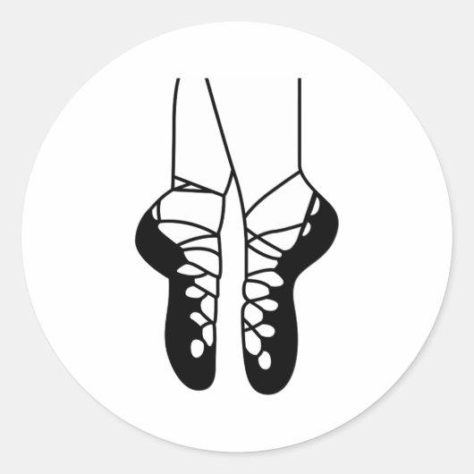STICKER ROND CHAUSSURES DE DANSE IRLANDAISE UNE COULEUR (Devant)