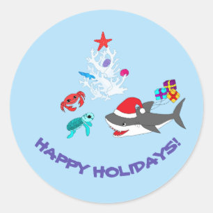 Sticker Rond Chaussures de requins de Noël