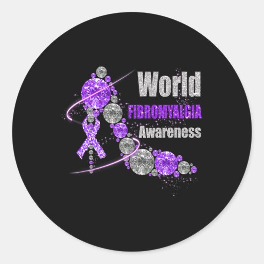 Sticker Rond Chaussures Diamond World Fibromyalgia (Devant)