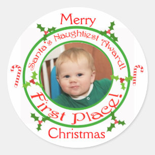 Sticker Rond Chaussures d'ornement de Noël amusantes sur mesur