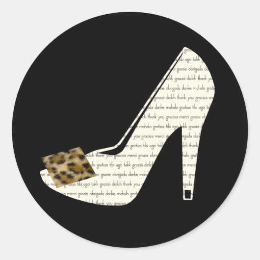 Sticker Rond Chaussures Empreintes de léopard multilingues en M (Devant)