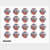 STICKER ROND CHAUSSURES FUNNY N'FITZ, CARDINATEUR GÉANT DE NOËL (Feuille)