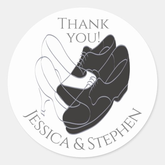 Sticker Rond Chaussures mariages noir et blanc (Devant)