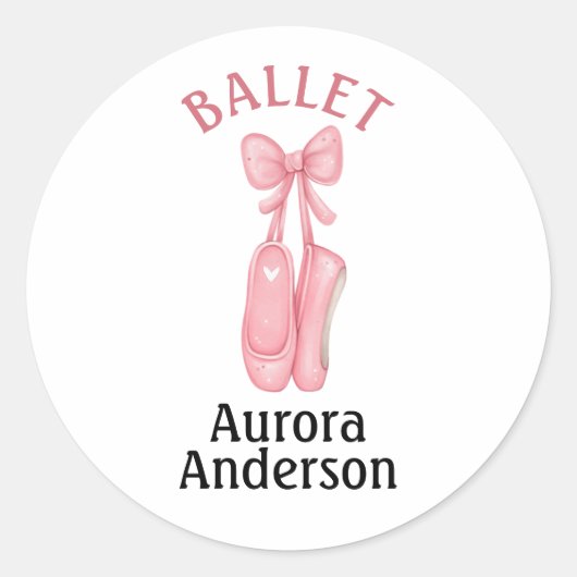 Sticker Rond Chaussures pointes de ballet rose pendants avec co (Devant)