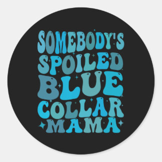 Sticker Rond Chaussures Spock Col Bleu Maman Super Maman Mère