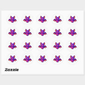 Sticker Rond Chauve-chatte caricaturale avec ailes violettes vi (Feuille)