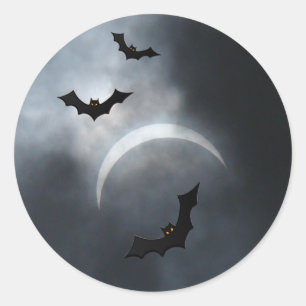 Sticker Rond Chauve-Chauve-Halloween éffrayante À Eclipse