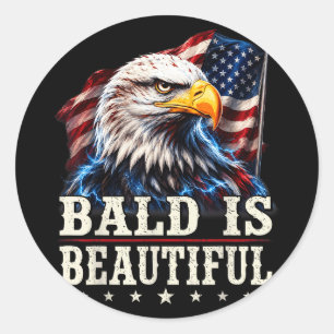 Sticker Rond Chauve est beau 4 juillet jour de l'indépendance