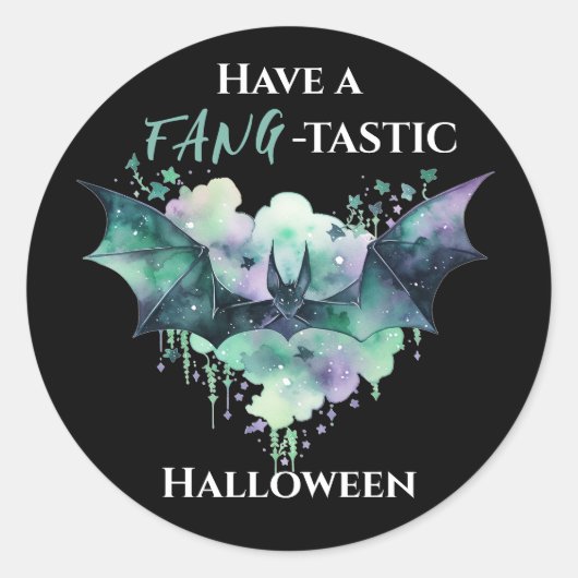 Sticker Rond Chauve-Halloween fang-Tastic (Devant)