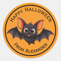 Sticker Rond Chauve-souris bébé mignonne Halloween personnalisé