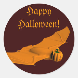 Sticker Rond Chauve-souris d'Halloween bizarre