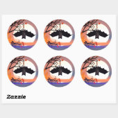 Sticker Rond Chauve-souris d'Halloween dans l'arbre (Feuille)