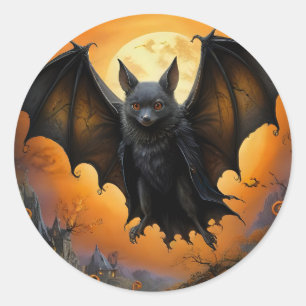 Sticker Rond Chauve-souris éffrayante d'Halloween déguisée