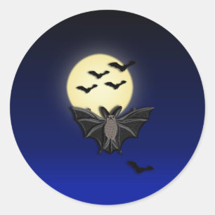 Sticker Rond Chauve-souris en bois de L 2 Halloween