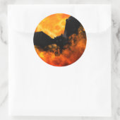 Sticker Rond Chauve-souris et moisson lune tomber noir orange é (Sac)