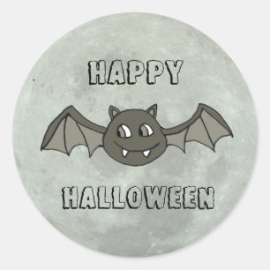 Sticker Rond Chauve-souris et Pleine lune heureuses de