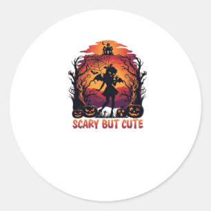 Sticker Rond Chauve-souris fille citrouilles Halloween mignonne