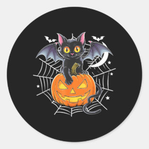 Sticker Rond Chauve-souris Halloween _ Chauve-souris à ailes de