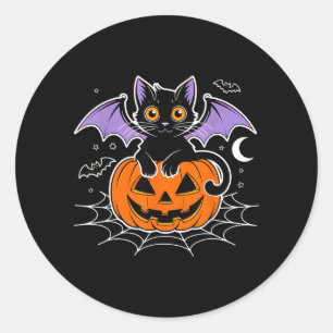 Sticker Rond Chauve-souris Halloween _ Chauve-souris à ailes de