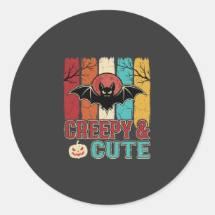 Sticker Rond Chauve-souris Halloween Mignonne et Flippante Grap