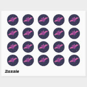 Sticker Rond Chauve-souris rose (Feuille)