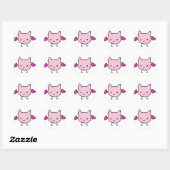 Sticker Rond Chauve-souris rose (Feuille)