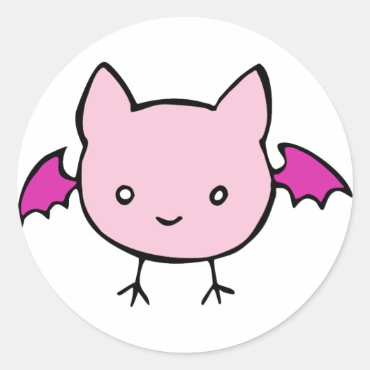 Sticker Rond Chauve-souris rose (Devant)