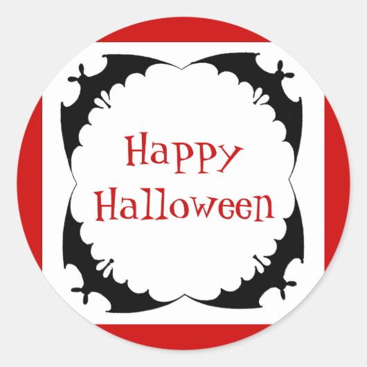Sticker Rond Chauves-souris géantes Joyeux Halloween (Devant)