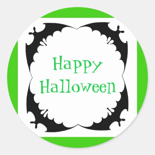 Sticker Rond Chauves-souris géantes Joyeux Halloween (Devant)