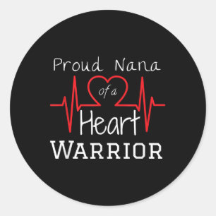 Sticker Rond Chd Heart Warrior Nana Shirt Congénitale Heart Def