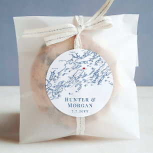 Sticker Rond Chebeague Island Maine Carte Mariage Favor