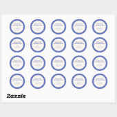 Sticker Rond Checkerboard Blue Custom Baby Shower Thank You (Feuille)