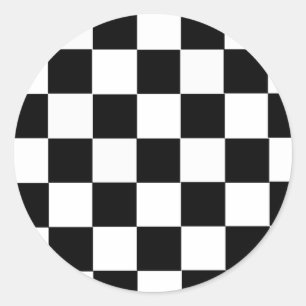 Sticker Rond Checkered noir et blanc