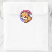 Sticker Rond Checkie Cute Kawaii Chibi Fox (Sac)