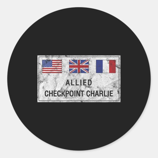 Sticker Rond Checkpoint Charlie Guerre froide Berlin Mur Est Al (Devant)