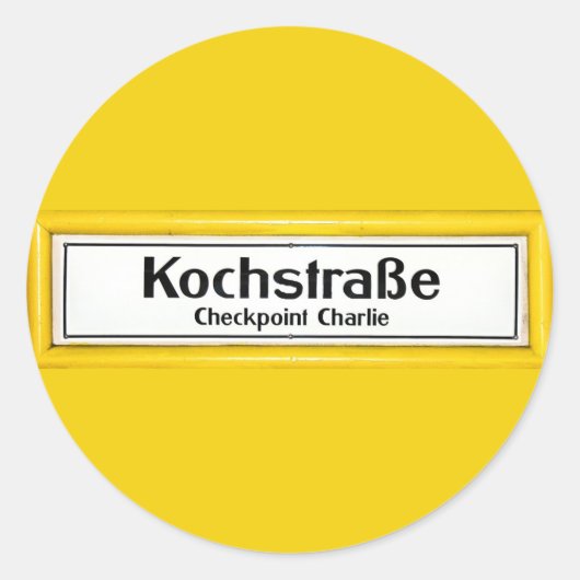 Sticker Rond Checkpoint Charlie, Kochstrabe, Frontière Jaune (Devant)