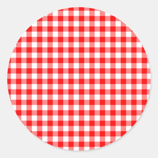Sticker Rond Checks Red and White Gingham (Devant)
