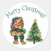 Sticker Rond Cheeky Christmas Troll et Tree Delight (Devant)