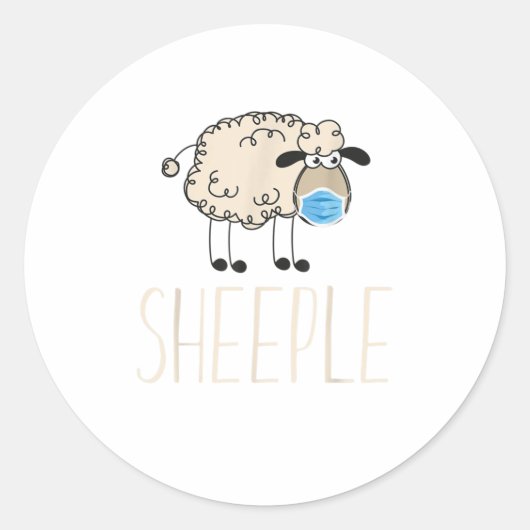 Sticker Rond Cheeple mouton porter masque drôle TShirt (Devant)