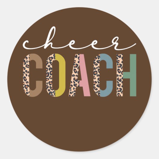 Sticker Rond Cheer Coach Leopard Meilleur Coach Cheer Jamais (Devant)