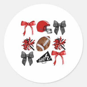 Sticker Rond Cheer Coquette Bow Football Américain Thanksgi d'a
