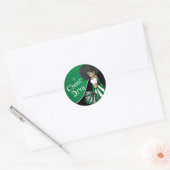 Sticker Rond Cheer Diva fille 📣 Pom-pom girl en vert (Enveloppe)