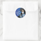 Sticker Rond Cheer Diva Pom-pom girl fille en bleu (Sac)