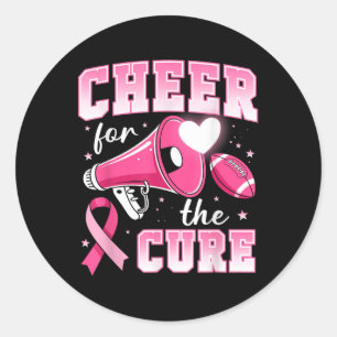 Sticker Rond Cheer For The Cure Football Cheerleading Cancer Du