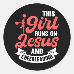 Sticker Rond Cheer Girl Cette fille tourne sur Jésus et