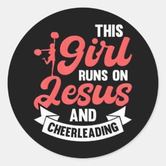 Sticker Rond Cheer Girl Cette fille tourne sur Jésus et