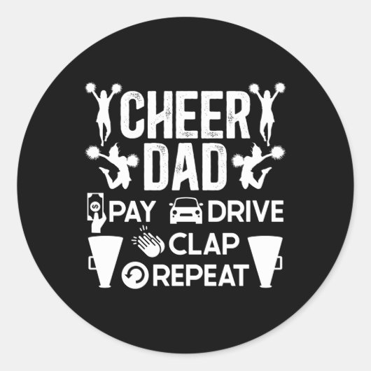 Sticker Rond Cheer Papa Payer Clap de lecteur Cheerleader Père  (Devant)