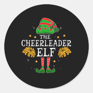 Sticker Rond Cheerleader Elf Matching Team Christmas Funny Chee