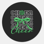 Sticker Rond Cheerleading Cheer Green Coquette Bow Cheerleader (Devant)
